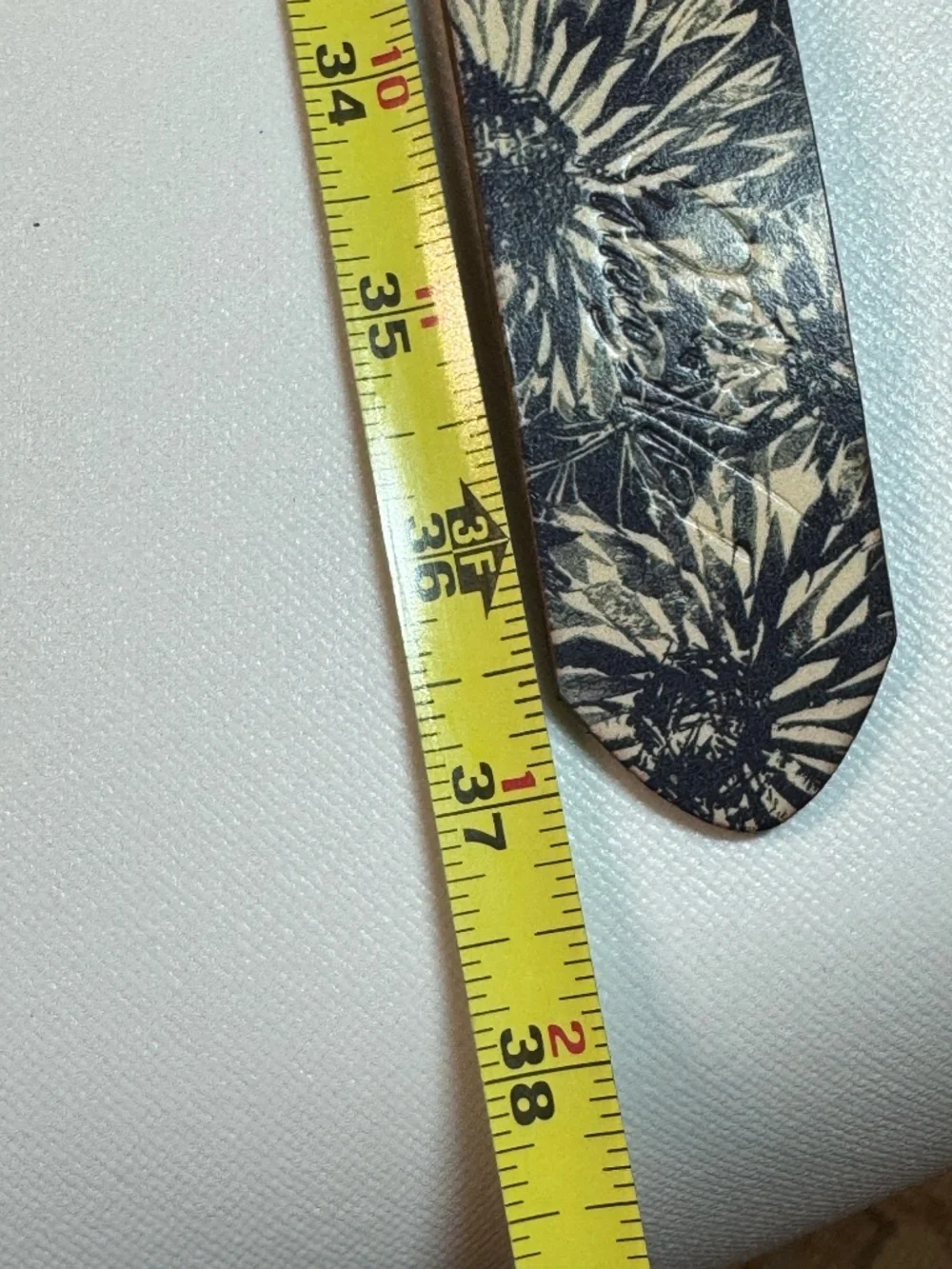 Patricia Nash Leather Floral Botanical Belt Navy Tan Size S